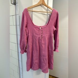 Free People Go-To Mini Endless Summer Pink Babydoll Button Ruffle Dress